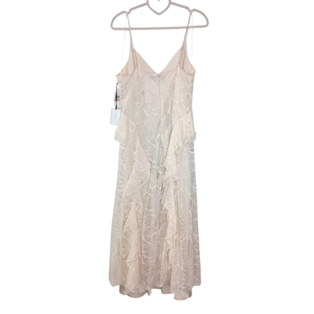 NWT 1. STATE Ruffle Lace Midi Dress In Light Cream Size 12 $149 - Picture 3 of 8